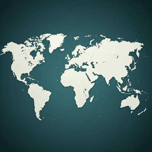 Abstract stylized world map background with network connections