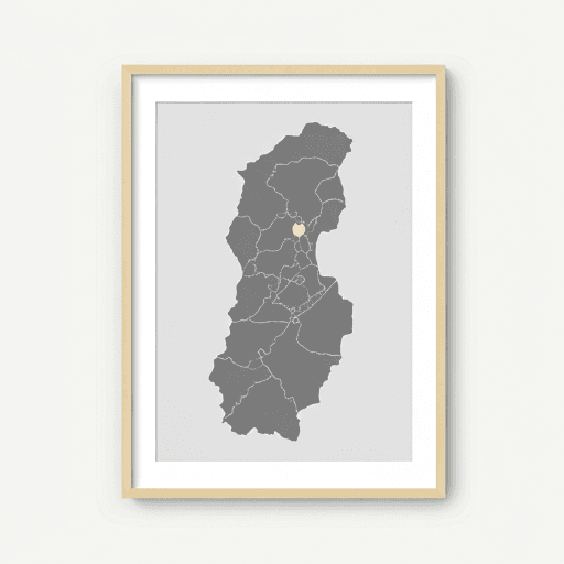 Grayscale minimalist map of Kampala Uganda with pin
